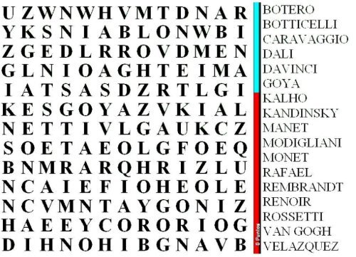 SOPA DE LETRAS DE PINTORES