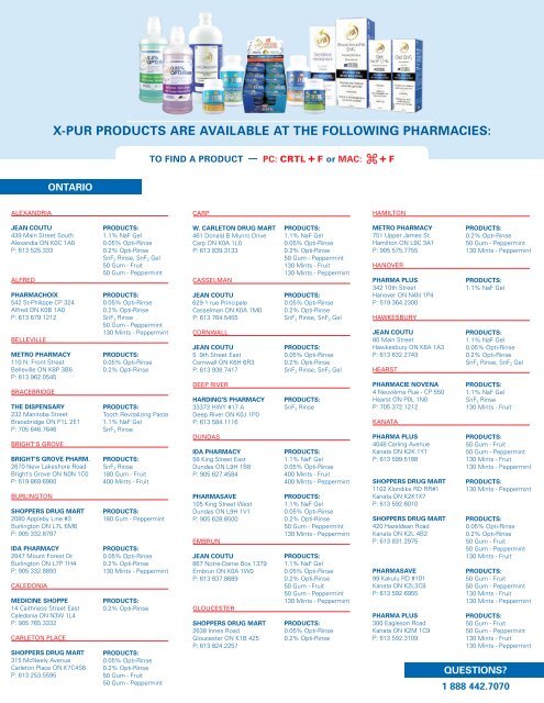 x-pur products are available at the following pharmacies