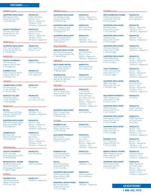 x-pur products are available at the following pharmacies