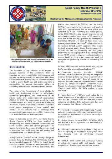 Nepal Family Health Program II Technical Brief #17