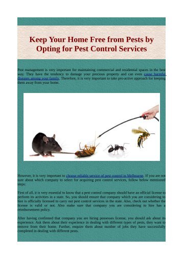 Keep Your Home Free from Pests by Opting for Pest Control Services