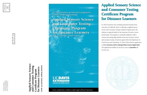 Applied Sensory Science and Consumer Testing Certificate Applied Sensory Science and Consumer Testing Certificate