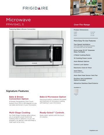 Frigidaire Ffmv154cls Quick Specs