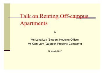 Talk on Renting Off-campus Apartments - Student Affairs Office