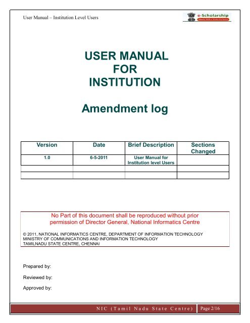 User Manual for Institution - e-Scholarships