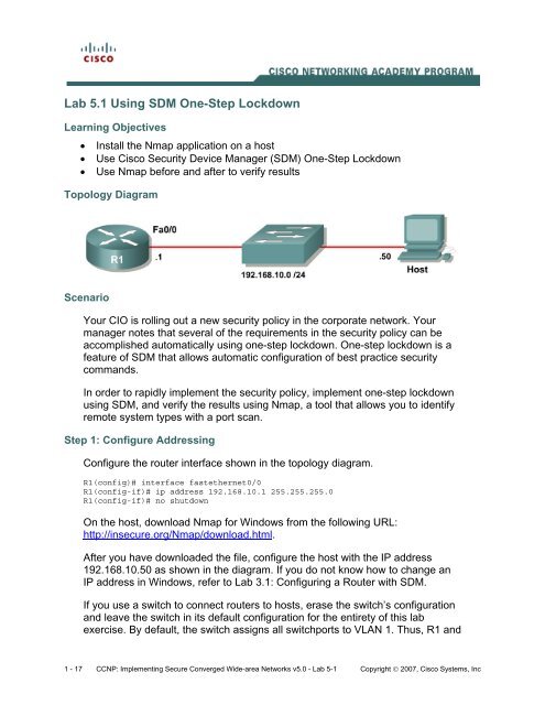 Lab 5.1 Using SDM One-Step Lockdown
