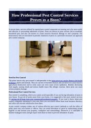 How Professional Pest Control Services Proves as a Boon?
