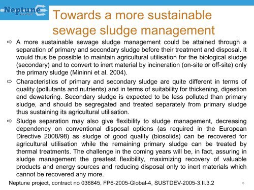 Sustainable sludge handling - EU Project Neptune