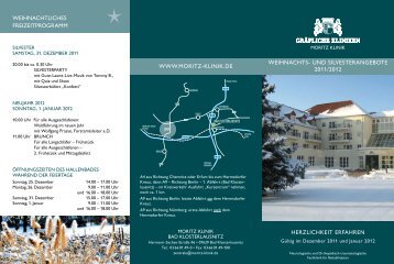 Weihnachts- und silvesterangebote 2011/2012 ... - Moritz Klinik