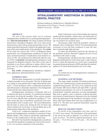 intraligamentary anesthesia in general dental ... - Journal of IMAB