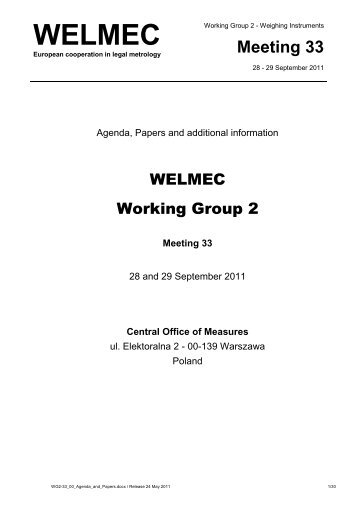 Meeting 33 - WELMEC