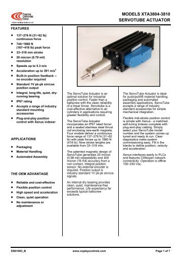 models xta3804-3810 servotube actuator - Motor Systems, Inc.