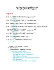 Van Wert City Schools Preschool Every Day Math Pacing guide Aug ...