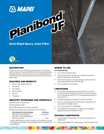 Planibond JF Planibond JF - Specialtyproducts.net