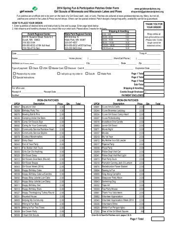 Fun Patch Order Form - Girl Scouts of Minnesota and Wisconsin ...