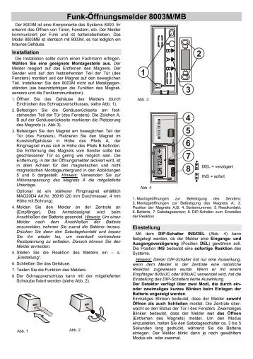 Funk-Öffnungsmelder 8003M/MB - Indexa