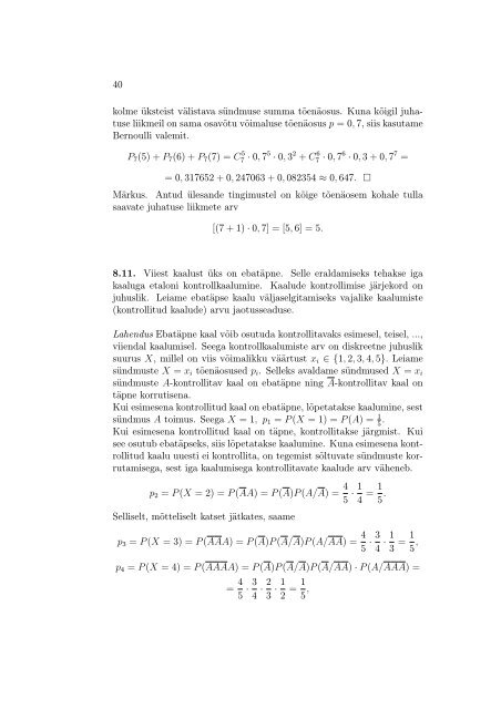 YMR0070, YMR3720 Tõenäosusteooria ja matemaatiline statistika