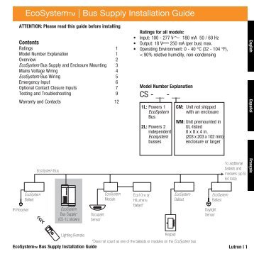 Lutron EcoSystem BUS Power Supply - Lutron Lighting Installation ...