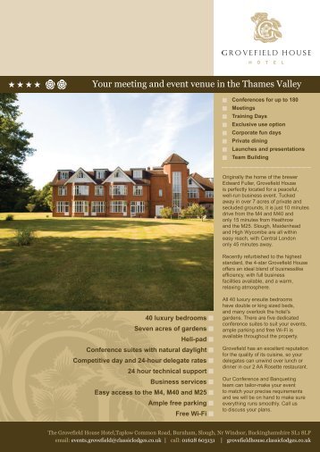 Download a pdf of our events brochure here. - Classic Lodges