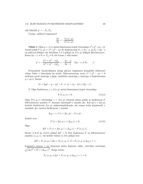 MATEMAATILINE ANALÜÜS II - Tallinna Tehnikaülikool