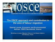 The OSCE approach and contribution in the area of labour migration