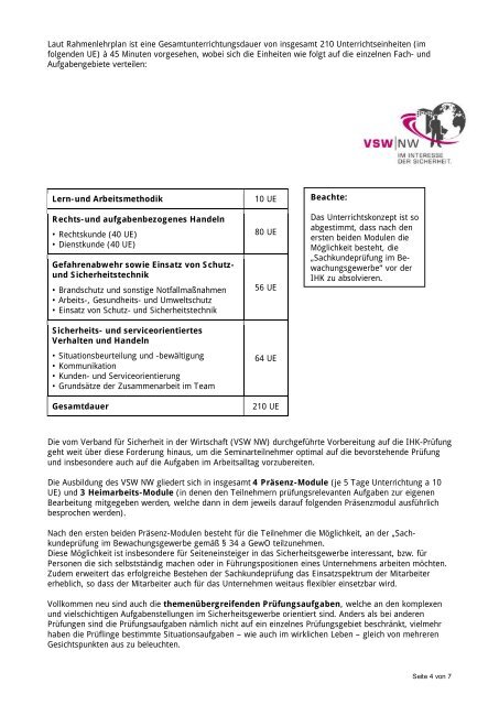 und Sicherheitskraft - VSW NW