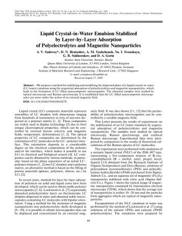 Liquid Crystal in Water Emulsion Stabilized by Layer by ... - Springer