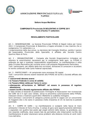 Regolamento Campionato Provinciale di Bolentino ... - FIPSAS Napoli