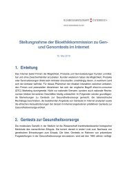 Stellungnahme der Bioethikkommission zu gen- und Geneomtests ...