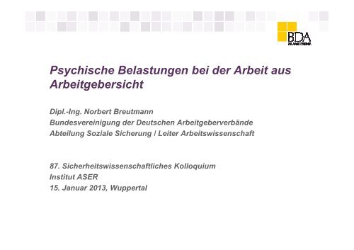 Psychische Belastungen bei der Arbeit aus Arbeitgebersicht