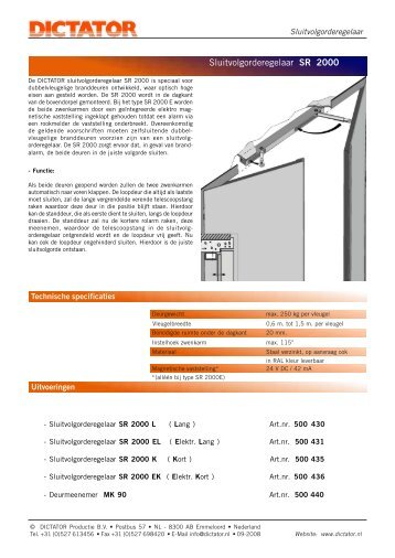 Sluitvolgorderegelaar SR 2000 - DICTATOR