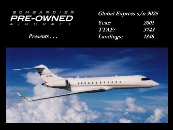 Global Express s/n 9025 Year: 2001 TTAF: 3743 ... - Bombardier