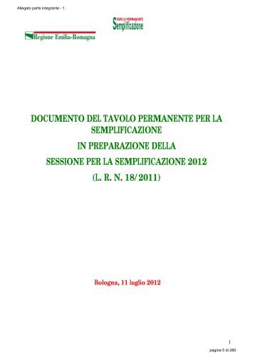 Documento del Tavolo permanente per la semplificazione