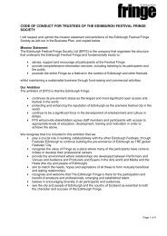code of conduct for trustees of the edinburgh festival fringe society