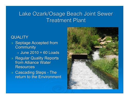 Lake Ozark/Osage Beach Joint Sewer Treatment Plant - Missouri ...