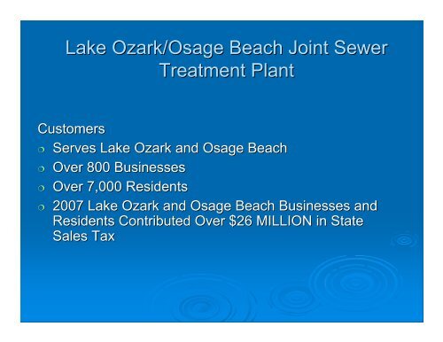 Lake Ozark/Osage Beach Joint Sewer Treatment Plant - Missouri ...