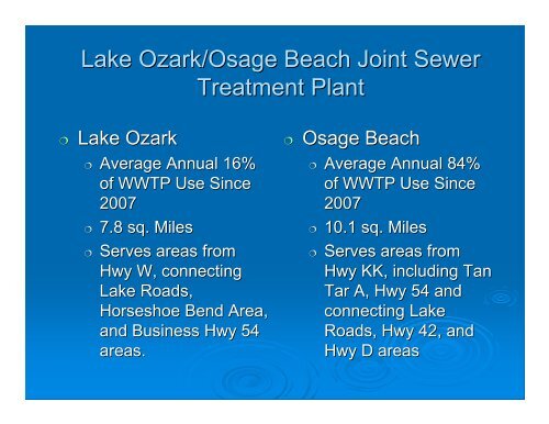 Lake Ozark/Osage Beach Joint Sewer Treatment Plant - Missouri ...