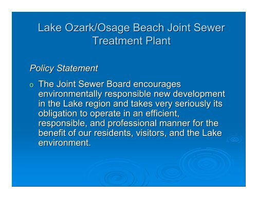 Lake Ozark/Osage Beach Joint Sewer Treatment Plant - Missouri ...