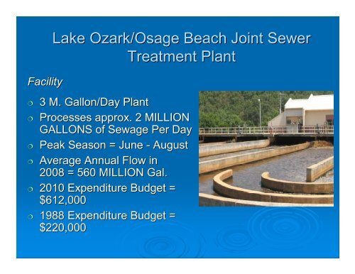 Lake Ozark/Osage Beach Joint Sewer Treatment Plant - Missouri ...