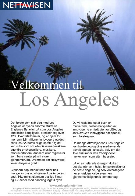 Los Angeles Reiseguide copyright www.reiseplaneten.no