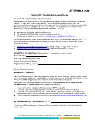 paperless program enrollment form - Tourism Whistler Member ...