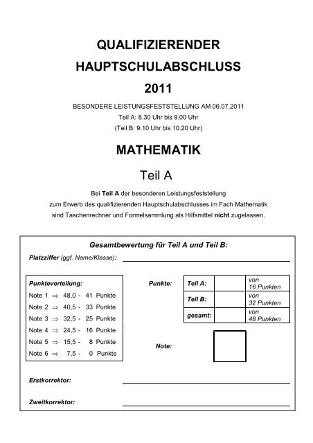 QA Mathematik 2011 Teil A