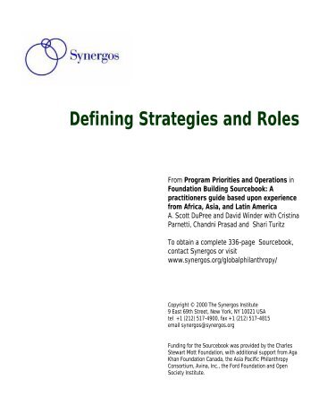 Defining Strategies and Roles (Foundation Building Best ... - Synergos