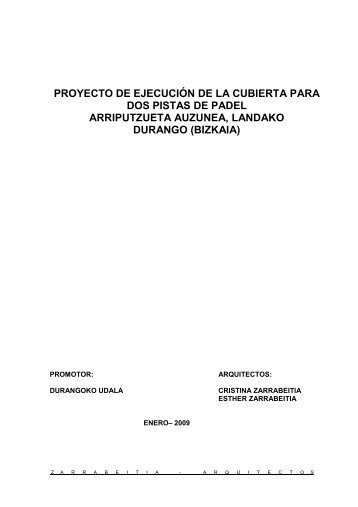 PROYECTO DE EJECUCIÃN DE LA CUBIERTA ... - Durangoko Udala