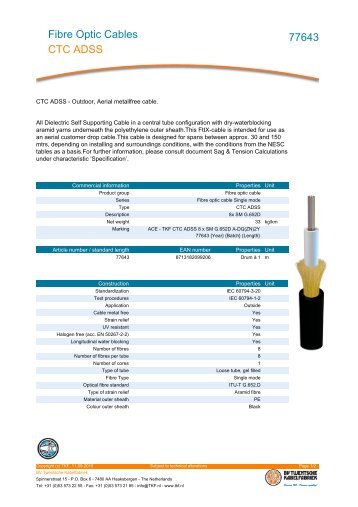 Fibre Optic Cables CTC ADSS 77643 - Mondo Plast