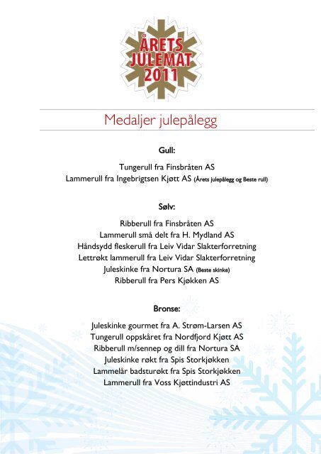 Resultatliste Ãrets Julemat 2011