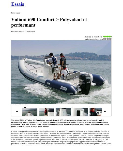 Essais Valiant 690 Comfort > Polyvalent et ... - Brunswick Marine