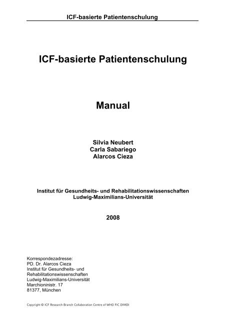 ICF-basierte Patientenschulung Manual