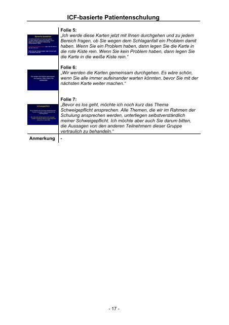 ICF-basierte Patientenschulung Manual