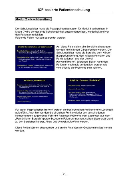 ICF-basierte Patientenschulung Manual